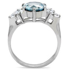 Jewellery Kingdom Three Stones Anniversary Simulated Diamonds Stainless Steel Ring (Blue Topaz) - Jewelry Rings - British D'sire