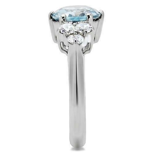 Jewellery Kingdom Three Stones Anniversary Simulated Diamonds Stainless Steel Ring (Blue Topaz) - Jewelry Rings - British D'sire