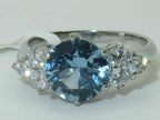 Jewellery Kingdom Three Stones Anniversary Simulated Diamonds Stainless Steel Ring (Blue Topaz) - Jewelry Rings - British D'sire