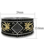 Jewellery Kingdom thumb Jet Stainless Steel Silver Classy Mens Ring Band (Black & Gold) - Rings - British D'sire