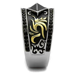 Jewellery Kingdom thumb Jet Stainless Steel Silver Classy Mens Ring Band (Black & Gold) - Rings - British D'sire