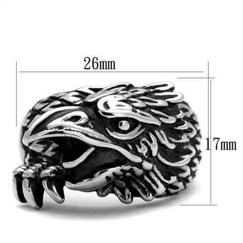 Jewellery Kingdom Thumb Signet Pinky No Stone Stainless Steel Silver Mens Eagle Ring Band Secondary image