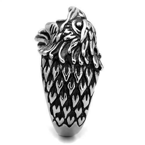 Jewellery Kingdom Thumb Signet Pinky No Stone Stainless Steel Silver Mens Eagle Ring Band - Rings - British D'sire