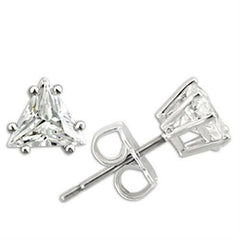Jewellery Kingdom Trillion Stud Cubic Zirconia Hypo Allergenic 6mm Clear Sparkling Earrings (Silver) - Earrings - British D'sire