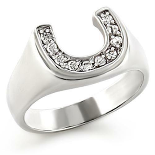 Jewellery Kingdom Unisex Horse Shoe Signet Cz Sterling Silver Stamped Silver Ring - Jewelry Rings - British D'sire