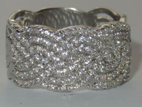 Jewellery Kingdom Weave Cubic Zirconia Wide Rhodium Sparkling Ladies Band Ring (Silver) - Jewelry Rings - British D'sire Main image
