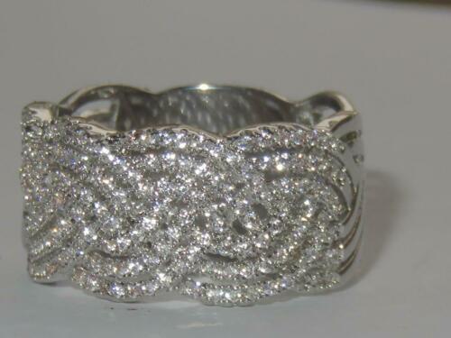 Jewellery Kingdom Weave Wide Rhodium Sparkling Ladies Band Ring (Silver) Secondary image