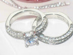 Jewellery Kingdom Wedding And Engagement CZ Cubic Zirconia Ring Set (Silver) - Jewelry Rings - British D'sire