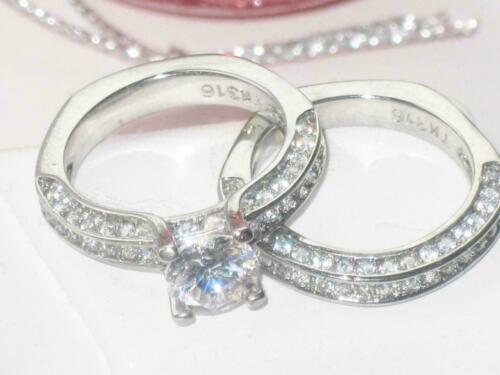 Jewellery Kingdom Wedding And Engagement CZ Cubic Zirconia Ring Set (Silver) - Jewelry Rings - British D'sire