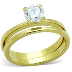 Jewellery Kingdom Wedding Band Ladies Steel Bridal Engagement Ring Set (Gold) - Jewelry Rings - British D'sire