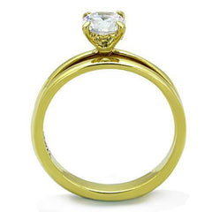 Jewellery Kingdom Wedding Band Ladies Steel Bridal Engagement Ring Set (Gold) - Jewelry Rings - British D'sire