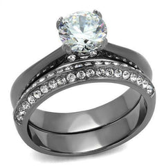 Jewellery Kingdom Wedding Engagement 130carat Gunmetal Steel Band Ladies Ring Set - Rings - British D'sire