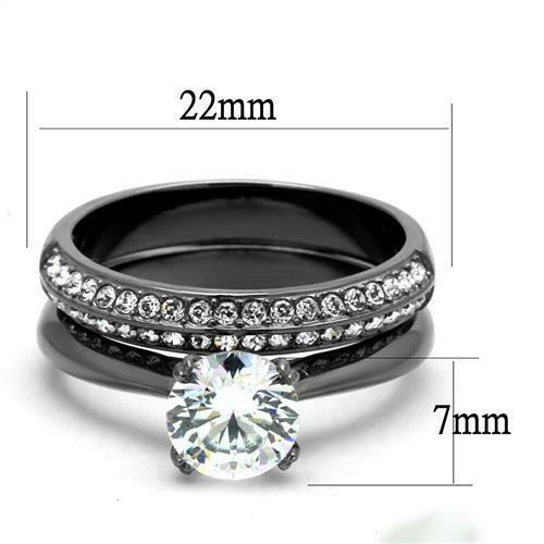 Jewellery Kingdom Wedding Engagement 1.30 Carat Gunmetal Steel Band Ladies Ring Set Secondary image