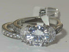 Jewellery Kingdom Wedding Engagement Band Cubic Zirconia Channel 2pcs Ring Set (Silver) - Engagement Rings - British D'sire