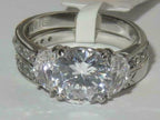Jewellery Kingdom Wedding Engagement Band Cubic Zirconia Channel 2pcs Ring Set (Silver) - Engagement Rings - British D'sire