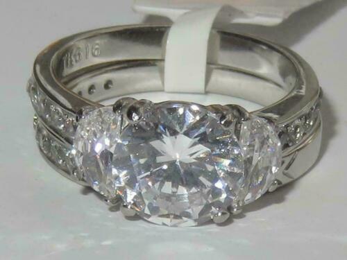 Jewellery Kingdom Wedding Engagement Band Cubic Zirconia Channel 2pcs Ring Set (Silver) - Engagement Rings - British D'sire