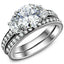 Jewellery Kingdom Wedding Engagement Band Cubic Zirconia Channel 2pcs Ring Set (Silver) - Engagement Rings - British D'sire