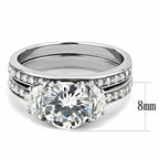 Jewellery Kingdom Wedding Engagement Band Cubic Zirconia Channel 2pcs Ring Set (Silver) - Engagement Rings - British D'sire