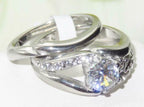 Jewellery Kingdom Wedding Engagement Band Set 3K Stainless Steel Ring (Silver) - Rings - British D'sire