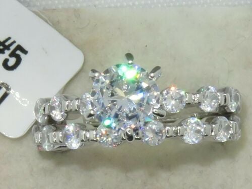 Jewellery Kingdom Wedding Engagement Band Set Rhodium Ring (Silver) Secondary image