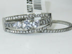 Jewellery Kingdom Wedding Engagement Band Set Simulated Diamonds Ring (Silver) - Rings - British D'sire