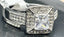 Jewellery Kingdom Wedding Engagement Princess Cut Simulated Diamonds Band Ring Set (Silver) - Engagement Rings - British D'sire