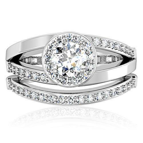 Jewellery Kingdom 2 Pieces Wedding Engagement Rhodium Band Set 2 Carat Ring Secondary image