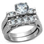 Jewellery Kingdom Wedding Engagement Set Band Cubic 4K Steel Ring (Silver) - Engagement Rings - British D'sire