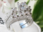 Jewellery Kingdom Wedding Engagement Set Band Cubic 4K Steel Ring (Silver) - Engagement Rings - British D'sire