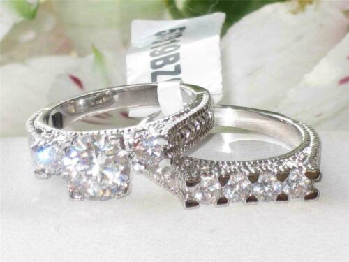 Jewellery Kingdom Wedding Engagement Set Band Cubic 4K Steel Ring (Silver) - Engagement Rings - British D'sire