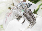 Jewellery Kingdom Wedding Engagement Set Band Cubic 4K Steel Ring (Silver) - Engagement Rings - British D'sire