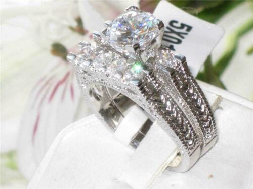 Jewellery Kingdom Wedding Engagement Set Band Cubic 4K Steel Ring (Silver) - Engagement Rings - British D'sire