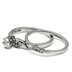 Jewellery Kingdom Wedding Engagement Set Band Ladies Cubic Zirconia Stainless Steel 2 Pieces Ring (Silver) - Engagement Rings - British D'sire