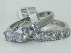 Jewellery Kingdom Wedding Engagement Set Cubic Zirconia Stainless Steel Band Ring (Silver) - Engagement Rings - British D'sire