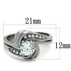 Jewellery Kingdom Wedding Engagement Set Stainless Steel Ladies 1 carat 2 Pcs Ring (Silver) - Jewelry Rings - British D'sire