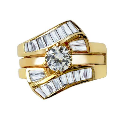 Jewellery Kingdom Wedding Set Cz Guard Sterling Silver Engagement Solitaire Ring (Gold) - Jewelry Rings - British D'sire