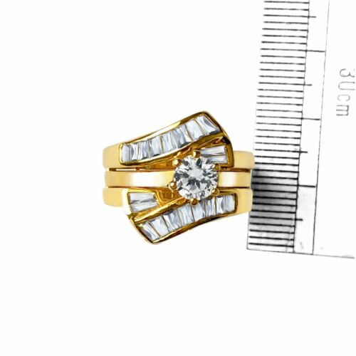 Jewellery Kingdom Wedding Set Cz Guard Sterling Silver Engagement Solitaire Ring (Gold) - Jewelry Rings - British D'sire