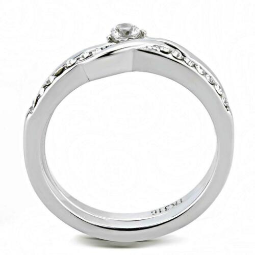 Jewellery Kingdom Wedding Set Stainless Steel Engagement Ring (Silver) - Engagement Rings - British D'sire
