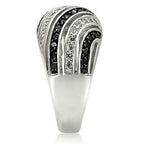 Jewellery Kingdom White CZ Half Dome Pave Sparkling Realistic Silver Ladies Black Ring - Jewelry Rings - British D'sire