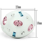 Jewellery Kingdom White Dome Pink Sapphire Blue Topaz Stainless Steel Cocktail Ring (Silver) - Jewelry Rings - British D'sire