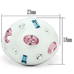 Jewellery Kingdom White Dome Pink Sapphire Blue Topaz Stainless Steel Cocktail Ring (Silver) - Jewelry Rings - British D'sire