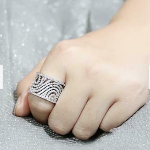 Jewellery Kingdom Wide Band Cubic Zirconia Rhodium Pave Sparkling Ladies Ring (Silver) - Jewelry Rings - British D'sire