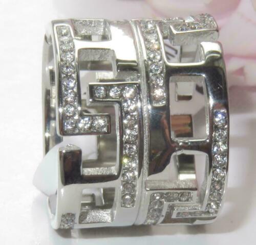 Jewellery Kingdom Wide Stainless Steel Comfort Ladies Greek Key Ring Band (Silver) Secondary image