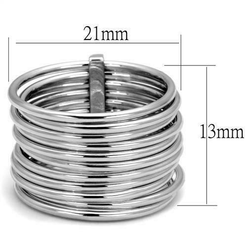 Jewellery Kingdom Wide Silver Rhodium Movable Linked Ladies Sacking Bands Ring - Rings - British D'sire