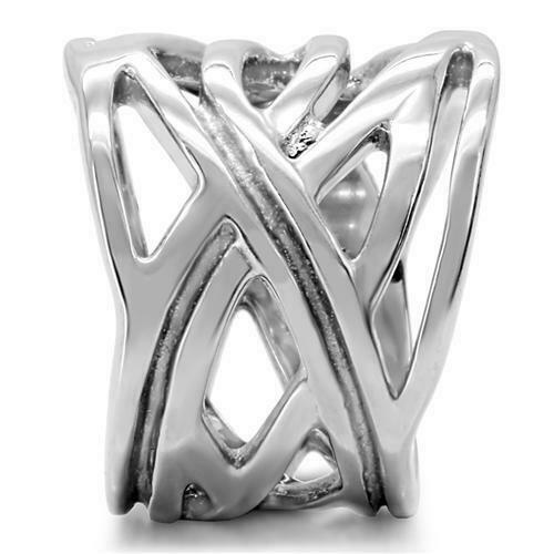 Jewellery Kingdom Wide Stainless Steel Ladies Silver Ring Band (Silver) - Rings - British D'sire