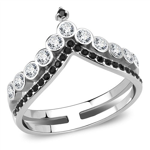 Jewellery Kingdom Wishbone Bezel Cubic Zirconia Ladies Ring (Black) - Jewelry Rings - British D'sire