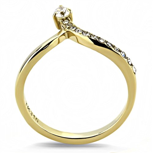 Jewellery Kingdom Wishbone Ladies Cubic Zirconia Elegant 18kt Steel Cubic Zirconia Pave Ring (Gold) - Jewelry Rings - British D'sire