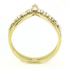 Jewellery Kingdom Wishbone Ladies Sapphire Cubic Zirconia Stainless Steel Ring (Gold & Pink) - Jewelry Rings - British D'sire