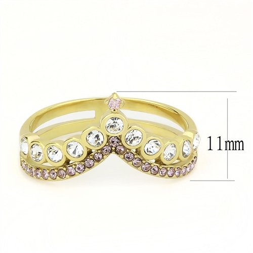 Jewellery Kingdom Wishbone Ladies Sapphire Cubic Zirconia Stainless Steel Ring (Gold & Pink) Secondary image