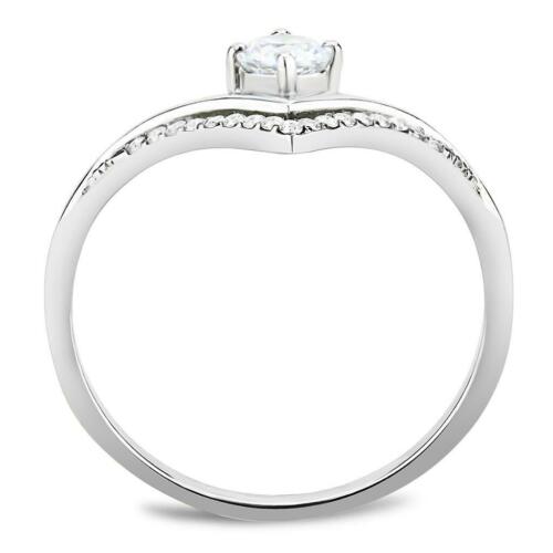 Jewellery Kingdom Wishbone Solitaire Band Cubic Zirconia Flat Stainless Steel Ring Secondary image